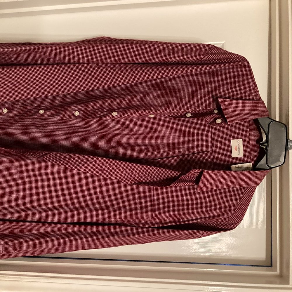 Dockers Men's Red Plaid XXL Buttondown Shirt